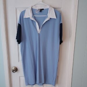 Forever 21 Blue and White Raglan Polo Dress